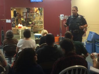 Officer Ken Colon taught a group of retail workers how to prevent theft from their stores on Friday, August 19, 2016.