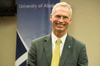 University of Alaska president Jim Johnsen is looking into cost savings options to bring all three main campuses under one accreditation. (Jeremy Hsieh, KTOO)