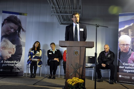 Ken Tonjes speaking at the ribbon cutting cermony for a expansion at PeaceHealth Ketchikan Medical Center. (PHKMC)