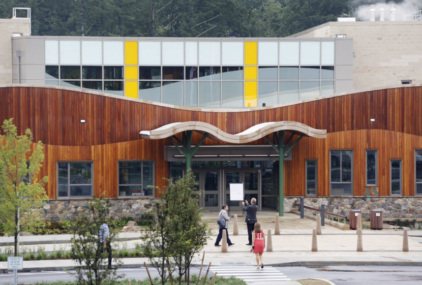 The new Sandy Hook Elementary School hosted a media open house in July in Newtown, Conn. (Photo by Mark Lennihan/Associated Press)