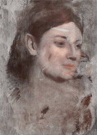 False color reconstruction of Degas' hidden portrait (detail). The image was created from the X-ray fluorescence elemental maps.