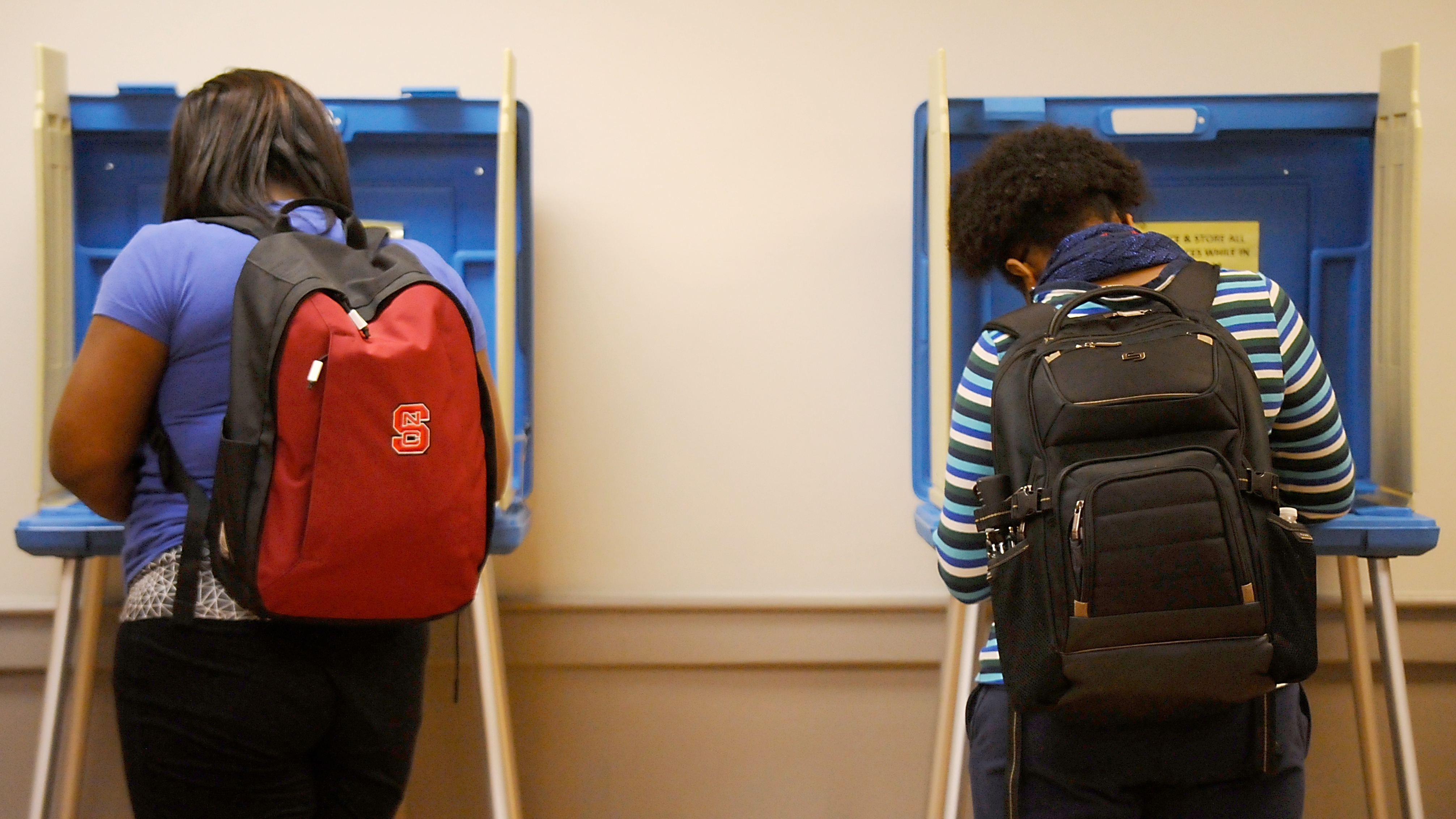 North Carolina State University students vote in the primaries at Pullen Community Center on March 15 in Raleigh, N.C.