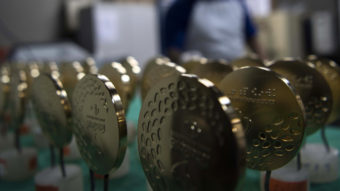 Gold medals for the Rio Olympic Games are displayed at a coin factory in Rio de Janeiro, Brazil, on July 18, 2016. Christophe Simon/AFP/Getty Images