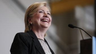 Democratic presidential nominee Hillary Clinton delivers a speech on the U.S economy in Warren, Mich., on Thursday. (Bill Pugliano, Getty Images)