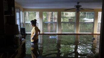 Leslie Andermann Gallagher surveys the flood damage to her home in Sorrento, La., on Wednesday. (Photo by Joe Raedle/Getty Images)