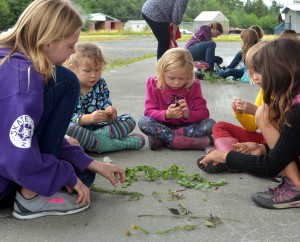 Girl Scouts study local plants in a botany work shop during a week-long camp. (Angela Denning, KFSK)