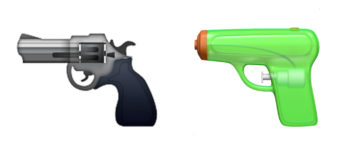 On its latest operating system, iOS 10, Apple has replaced its pistol emoji with this icon of a green water gun. (Apple)