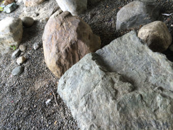 Portion of rock garden and rock features at Juneau's Fred Meyer store.