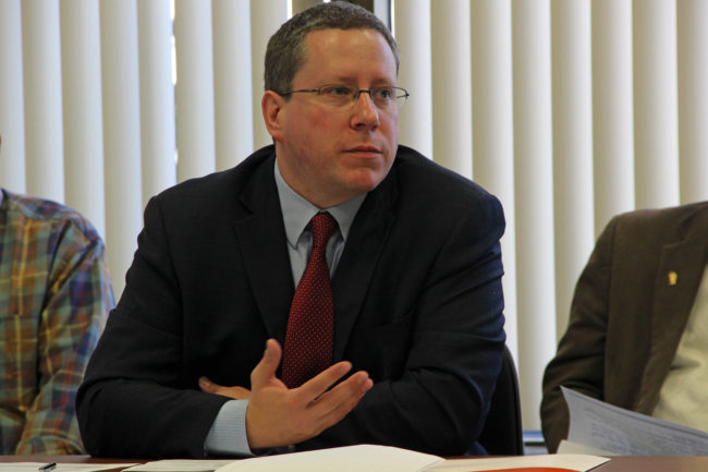 Former Attorney General Craig Richards addressed the Alaska Permanent Fund Corp. board on Sept. 2, 2016. Photo: Rachel Waldholz, Alaska's Energy Desk