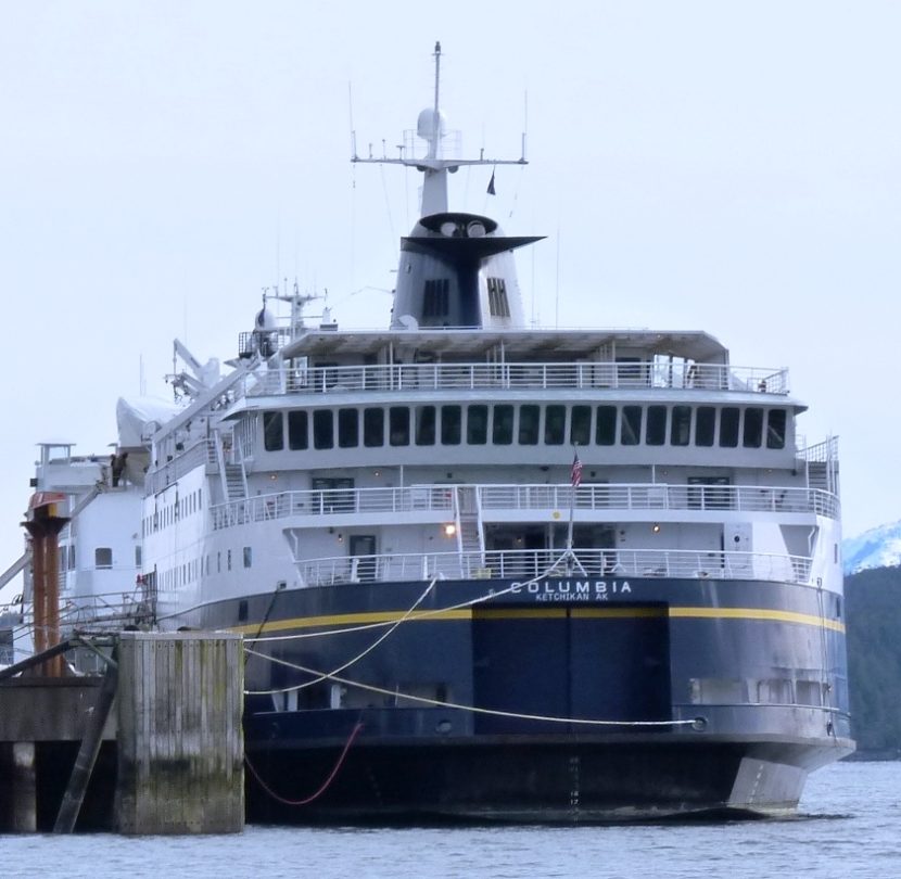 The ferry Columbia is tied up at the Ketchikan Shipyard in February, 2012.