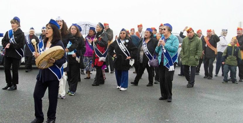 ANB-ANS members march in a parade during the 2015 Grand Camp Convention in Wrangell.-(Photo courtesy Peter Naoroz/ANB)