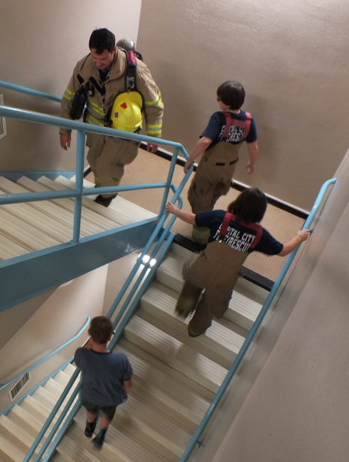 Firefighters made eleven circuits of ten floors for a total of 110 stories during the 9/11 Memorial Stair Climb on Saturday.
