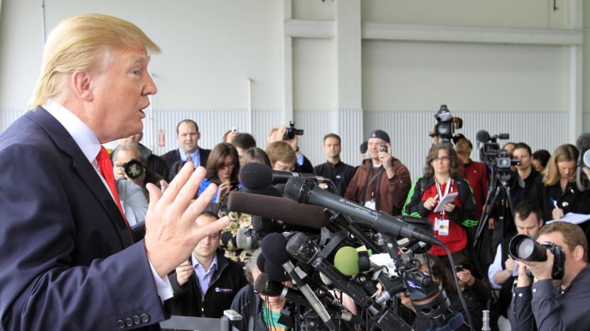 Donald Trump in 2011 speaking to reporters in New Hampshire after President Obama released his long-form birth certificate. Trump said he was "very proud" to have forced the White House's decision.