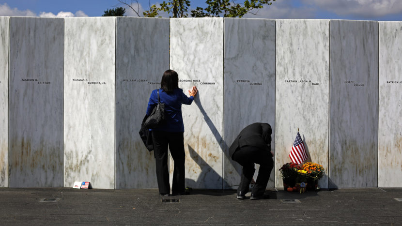 Visitors honor victims of the Sept. 11 attacks at the Wall of Names at the Flight 93 National Memorial in Shanksville, Pa., earlier this month.