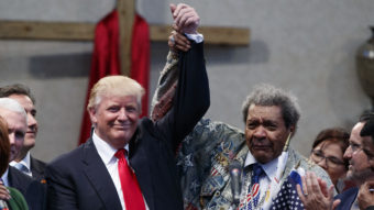 Donald Trump campaigned alongside boxing promoter Don King in Ohio Wednesday. (Photo by Evan Vucci/Associated Press)