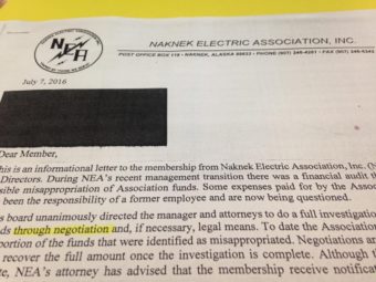 A letter sent to co-op members in July laid out some of the details of suspected embezzlement. This copy was forwarded to KDLG by a member upset by the "negotiations" rather than prosecution.