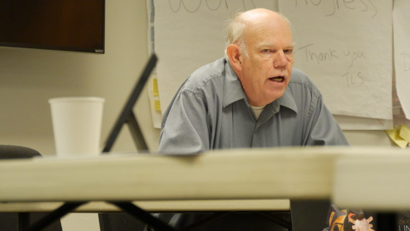 David Means addresses the Juneau School Board on Saturday.