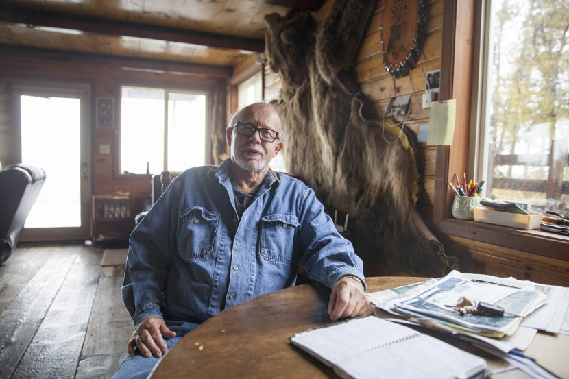 Bill Warren, in the home on land he says he was negotiating to sell to the Alaska LNG project on Sept. 25, 2016 in Nikiski, Alaska. Warren, and others in Nikiski, say they are unsure what will happen to their land as the project transitions to state control. (Photo by Rashah McChesney/Alaska’s Energy Desk)