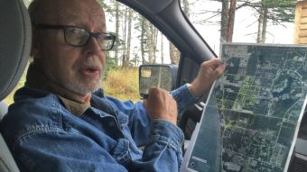 Bill Warren, of Nikiski, talks about land in his unincorporated community that has been sold to the Alaska LNG Project LLC on Sept. 25, 2016 in Nikiski, Alaska. Warren is one community member who did not sell his land and received notice that negotiations to buy his property were being suspended after the project partners decided not to move into the next phase of development. (Photo by Rashah McChesney/Alaska’s Energy Desk)