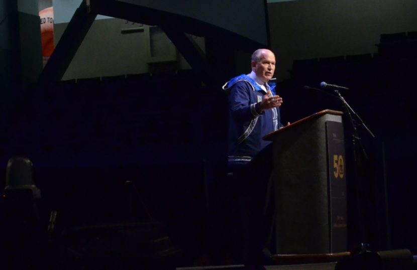 Gov. Bill Walker addresses the 2016 Alaska Federation of Natives convention. (Photo by Jennifer Canfield)