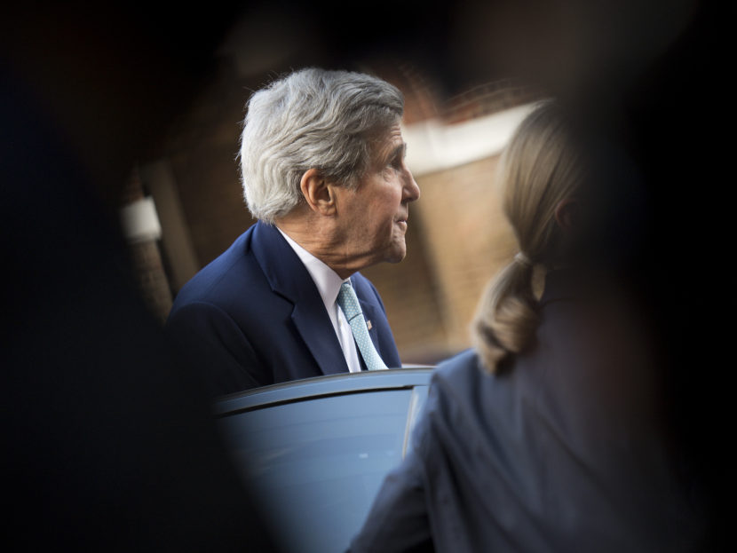 U.S. Secretary of State John Kerry, at Lancaster House in London on Sunday. Justin Tallis/AP