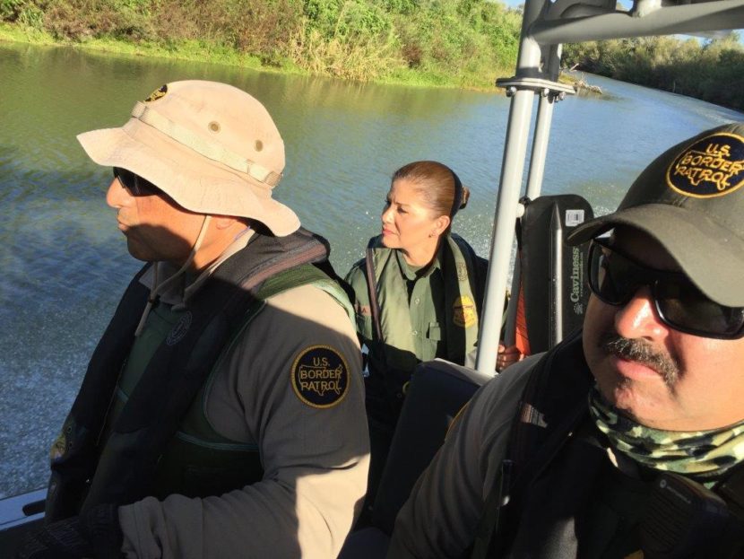Border Patrol Agents Omar Puente, Marlene Castro and Guillermo Mata on patrol on the Rio Grande near McAllen, Texas. Peter Breslow/NPR Border Patrol Agent-in-Charge Henry Leo on the Rio Grande. Border Patrol Agent-in-Charge Henry Leo on the Rio Grande. Peter Breslow/NPR An immigrant from El Salvador and her 1-year-old daughter apprehended after crossing the Rio Grande near McAllen, Texas. She will ask for asylum. An immigrant from El Salvador and her 1-year-old daughter apprehended after crossing the Rio Grande near McAllen, Texas. She will ask for asylum. Peter Breslow/NPR Maria Guadalupe Hernandez stands in the room of her son, Sergio, 15, who was killed in 2010 by a Border Patrol agent shooting from El Paso, Texas, across the river, into Juarez, Mexico. The agent believed the teenager was throwing rocks. Maria Guadalupe Hernandez stands in the room of her son, Sergio, 15, who was killed in 2010 by a Border Patrol agent shooting from El Paso, Texas, across the river, into Juarez, Mexico. The agent believed the teenager was throwing rocks. Monica Ortiz-Uribe for NPR The Border Patrol apprehends a Salvadoran mother and her frightened daughter with a group of seven Central Americans down by the Rio Grande. The Border Patrol apprehends a Salvadoran mother and her frightened daughter with a group of seven Central Americans down by the Rio Grande. John Burnett/NPR In order to reduce shootings, all Border Patrol agents are now required to train in a simulated environment complete with immigrants threatening rocks. Agent Aaron Sims unholsters his taser at the CBP National Training Center in Harpers Ferry, W.V. In order to reduce shootings, all Border Patrol agents are now required to train in a simulated environment complete with immigrants threatening rocks. Agent Aaron Sims unholsters his taser at the CBP National Training Center in Harpers Ferry, W.V. John Burnett/NPR