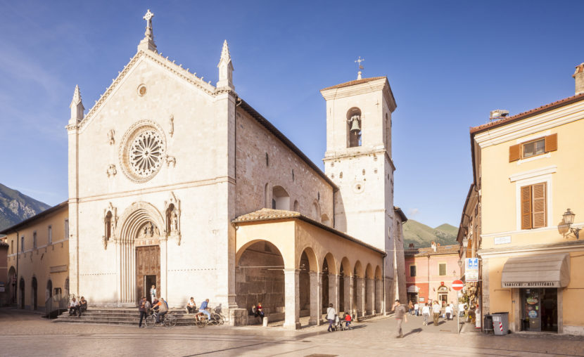 An earthquake has virtually destroyed the basilica of San Benedict in Piaza San Benedetto in Norcia, Italy. Julian Elliott Photography/Getty Images