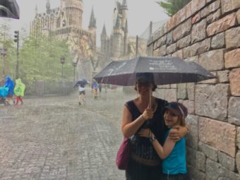 Cloud bursts greeted the Stanley family during their visit to Orlando, Florida.