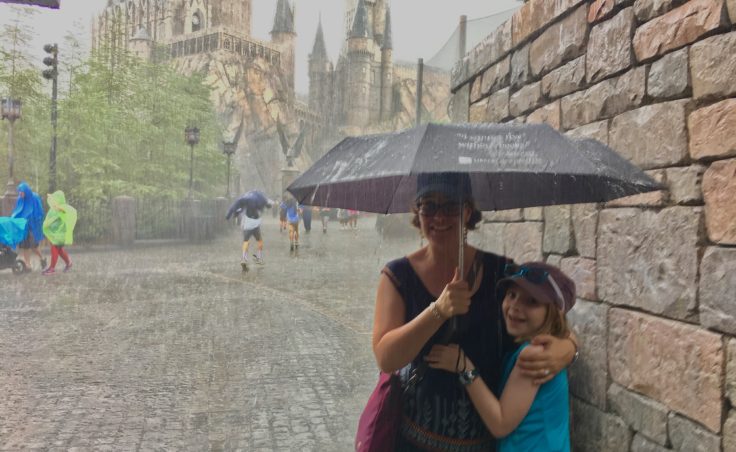 Cloud bursts greeted the Stanley family during their visit to Orlando, Florida.