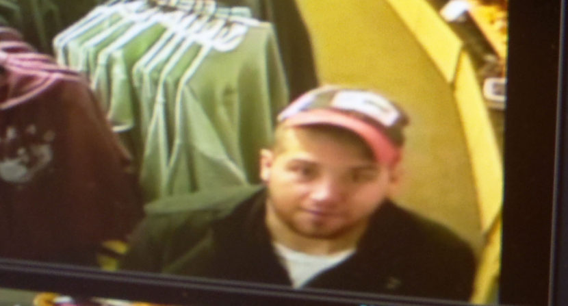 Security cameras captured this image of an unidentified man in October at Juneau International Airport. Police suspect he stole two rifles from someone else at the airport valued at a total of $2,000. (Image courtesy Juneau Police Department)