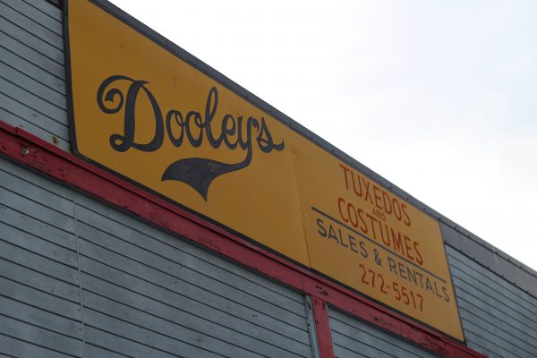 Dooleys Tuxedos and Costumes which will be closing after Halloween 2016. (Photo by Wesley Ear;y, Alaska Public Media – Anchorage)