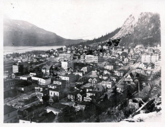 Aerial photo of Juneau taken sometime between 1939 and 1959.