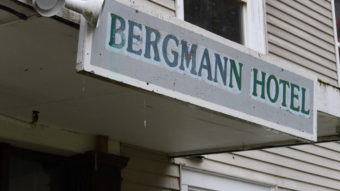 Sign above the Bergmann Hotel's front door.