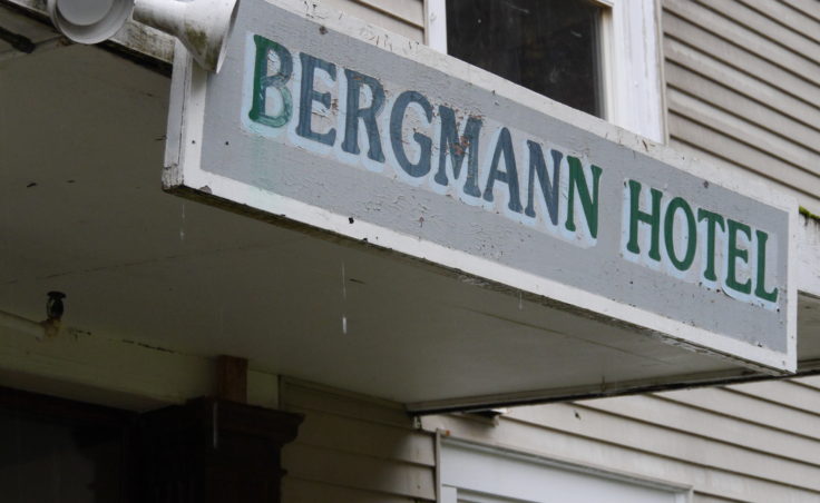 Sign above the Bergmann Hotel's front door.