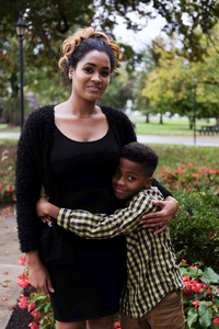 Brinita Ricks, a graduate of the single-parents program, and her son, Troy, 10. Noah Adams/NPR