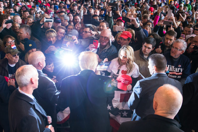 Republican presidential candidate Donald Trump greets the crowd on April 10, 2016 in Rochester, N.Y. Brett Carlsen/Getty Images