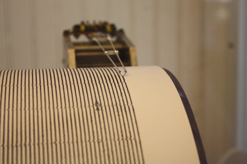 A seismograph at Mission San Juan Bautista in San Juan Bautista, California, on Feb. 23, 2012. The mission is located along the San Andreas fault.