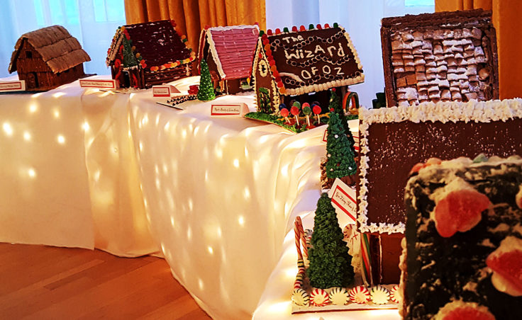 Several ginger bread houses were on display at the Governor's Mansion during an annual holiday open house on Tuesday, Dec. 6, 2016 in Juneau. (Photo by Tripp J Crouse/KTOO)