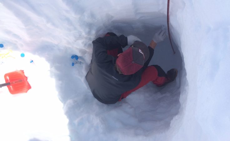 Each of the snow pits dug during the sampling effort were about three feet deep.