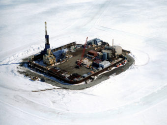 Alaska’s Northstar Island in the Beaufort Sea, built of gravel six miles off the Alaska coastline. Alaska's economy has been shedding oil and gas industry jobs with the heaviest losses in the North Slope Borough. (Photo courtesy Bureau of Safety and Environmental Enforcement)