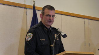 Juneau Police Chief Bryce Johnson was one of several officials who spoke at a press conference on the officer-involved shooting Saturday, Dec. 3, 2016. (Photo by Quinton Chandler/KTOO)