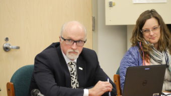 Juneau Schools Superintendent Mark Miller at a Juneau School Board meeting on in December 2016. (Photo by Quinton Chandler/KTOO)
