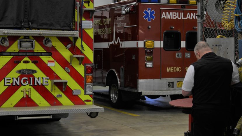 Assistant Chief Tod Chambers in the Apparatus Bay in the Juneau Fire Station on Saturday.