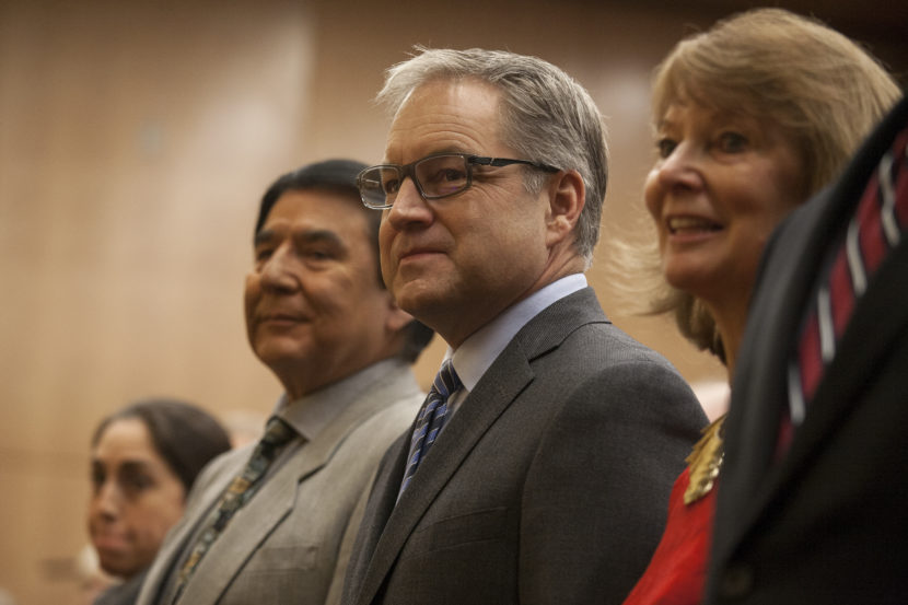 Former Alaska Gov. Sean Parnell waits to cast his Electoral College vote for Donald Trump during a ceremony on Monday, December 19, 2016 in Juneau, Alaska.