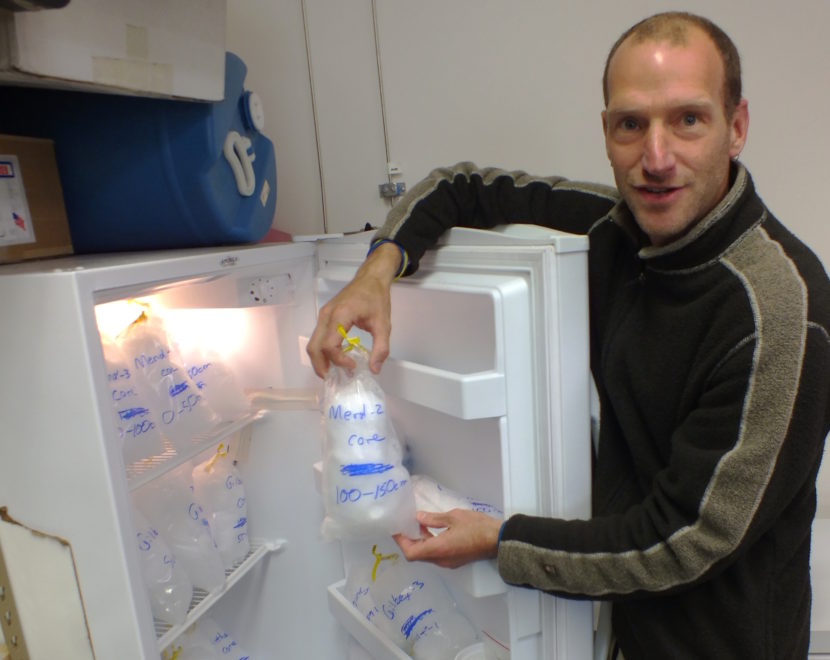 Hardcore science: Jason Fellman, research assistant at University of Alaska Southeast, opens one of the freezers containing snow and ice samples taken from the Juneau Icefield.