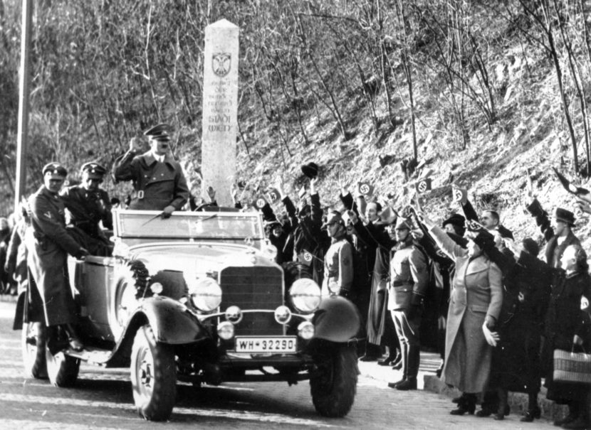   Adolf Hitler enters the city limits of Vienna, Austria, on Mar. 14, 1938. AP 
