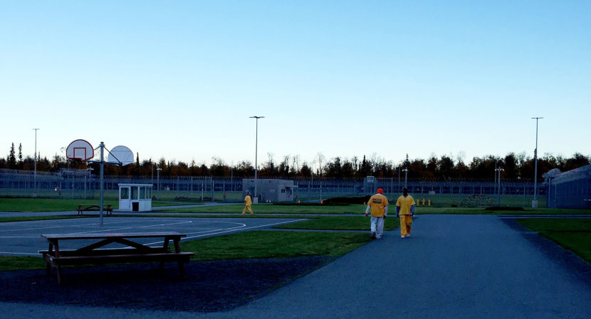 The outdoor yard at Goose Creek Correctional Center in Wasilla is available for the general population for recreation every day except during severe weather. (Photo by Anne Hillman/Alaska Public Media)
