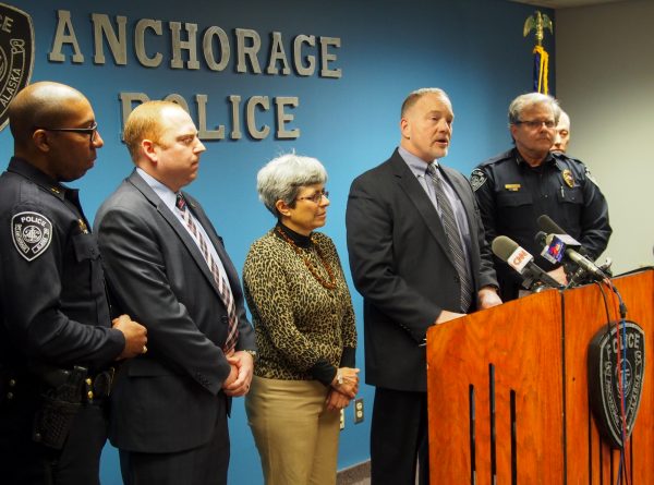 FBI Special Agent Marlon Ritzman addresses reporters at a press conference at Anchorage Police Department headquarters on January 7th, 2016.