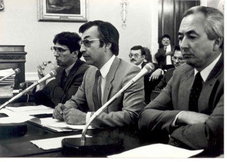 (Left) Now-Lt. Gov Byron Mallot, Willie Hensley and Roy Huhndorf testify before Congress. (Photo courtesy Willie Hensley)