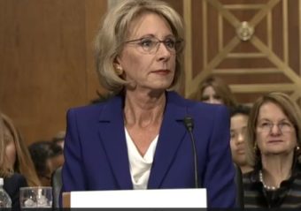 President Donald Trump’s nominee for Education secretary, Betsy DeVos (Screenshot of U.S. Senate video)